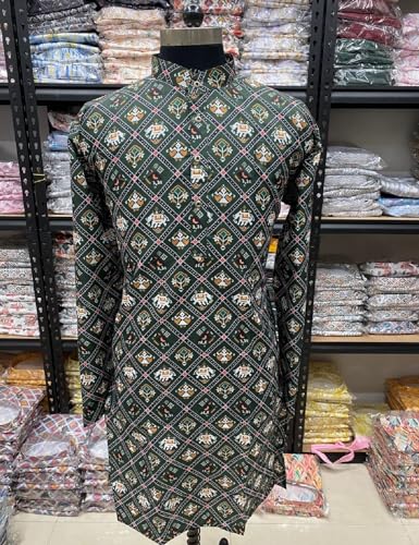 Image of FOXDX Men's Traditional Cotton Floral Printed Only Kurta