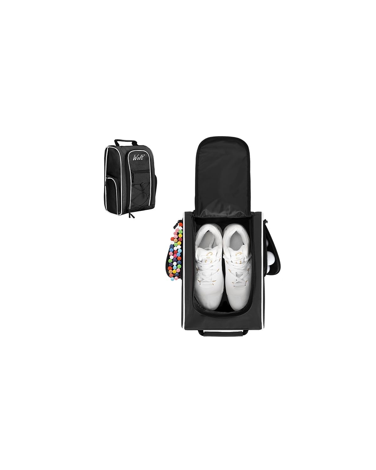 Wolt Golf Shoe Bag for Travel- Zippered Shoes Carrier Bags with Ventilation Double Outside Accessory Pocket for Socks