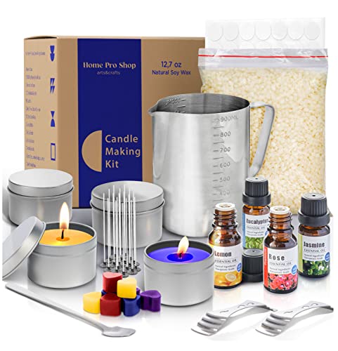 Candle Making Kit for Adults - Easy Use Homemade Candle Kit - DIY Candle Making Kit for Beginners - Candle Maker Kit Include 12.7oz Soy Wax, 50 Wicks, 4 Color Dyes, 4 Oil Scents, & More Candle Making Kit for Adults - Easy Use Homemade Candle Kit - DIY Candle Making Kit for Beginners - Candle Maker Kit Include 12.7oz Soy Wax, 50 Wicks, 4 Color Dyes, 4 Oil Scents, & More
