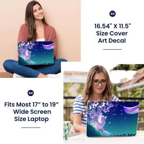 Image of LSS Laptop 17-17.3 inch Skin Cover with Colorful Night Floral Pattern for HP Dell Lenovo Apple Asus Acer Compaq - Fits 16.5 inch 17 inch 17.3 inch 18.4 inch 19 inch (2 Wrist Pads Free)