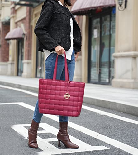 MKF Collection Tote Bag for Women, Vegan Leather Woven Top-Handle Satchel Handbag Purse3