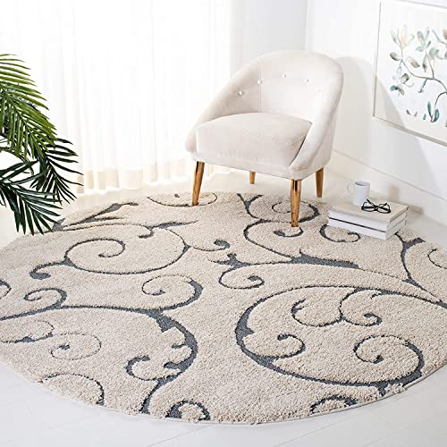 Image of Handwoven Microfibre 3D Rug for Living Room (Ivory & Grey, 10 X 10 Feet (Round), Microfibre)
