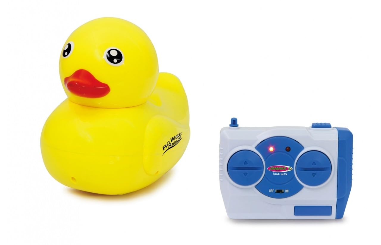 JAMARA 410110 - RC Water Animals kaczka 2,4 GHz - z funkcją bezpieczeństwa śruby okrętowe obracają się tylko w wodzie, 2 silniki napędowe, łatwe sterowanie, kolor żółty