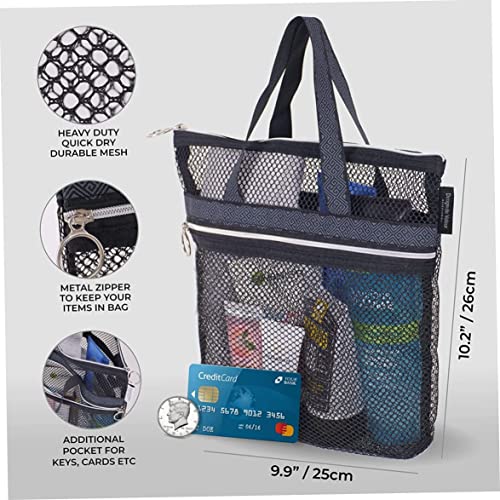 , 26x25x8cm Quick Dry Tote Bag with Zipper & 2 Pockets, Portable Lightweight Hanging Organizer or College Dorm, Gym, Beach, Travel(Black),college dorm room essentials for guys3