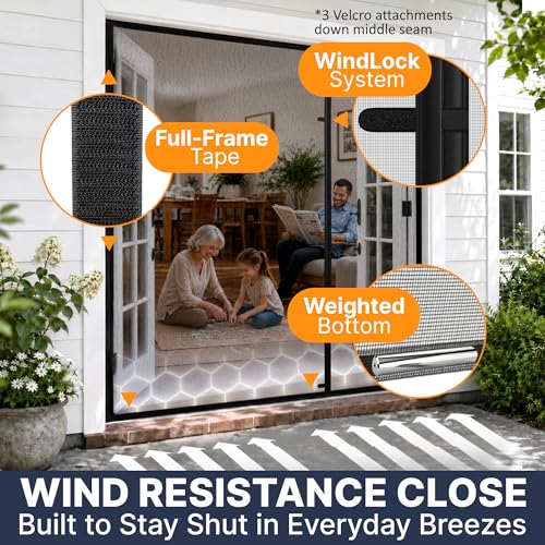 Reversible Left/Right Fiberglass Magnetic Screen Door For Sliding Door, French, or Double Door – 60w x 86h Net Screen with Magnet Closures – by Sentry Screens by Sentry Screens - Image 6