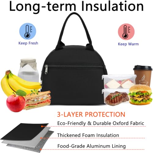 GYEUKHAM Lunch Bag Women, Lunch Box for Adult Men Kids Girls, Small Cute Lunchbox Tote Large Capacity Insulated Lunch Container Cooler for Work School Picnic Travel, Black