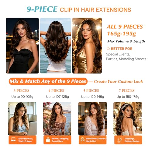 Image of Sunny Hair Clip in Hair Extensions Real Human Hair Jet Black 22 Inch 180g | Straight Clip in Hair Extensions Black Human Hair, Natural Blend, Full Bodied Look and Fuller Coverage for Braid Styling