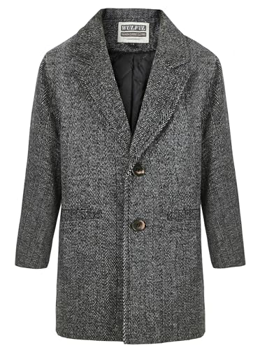 WULFUL Boys Wool Coat Single Breasted Trench Coat Winter Pea Coat