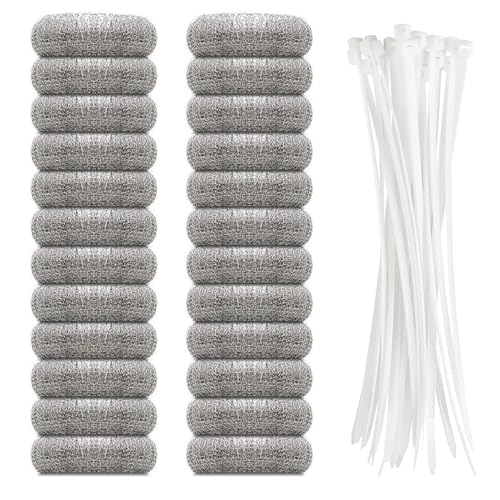 24 Pieces Lint Traps Stainless Steel Washing Machine Lint Snare Traps Laundry Mesh Washer Hose Filter with 24 pcs Cable Ties