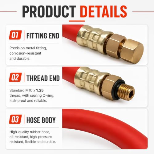 Image of HON1010 10mm Oil Drain Hose for Hon-da GX110-390 GC160 M10x1.25 (2-Pack) | Fits Hon-da GX110-390 & GC160 engines; M10x1.25 thread; durable oil drain hose for quick, clean oil changes. 2-Pack