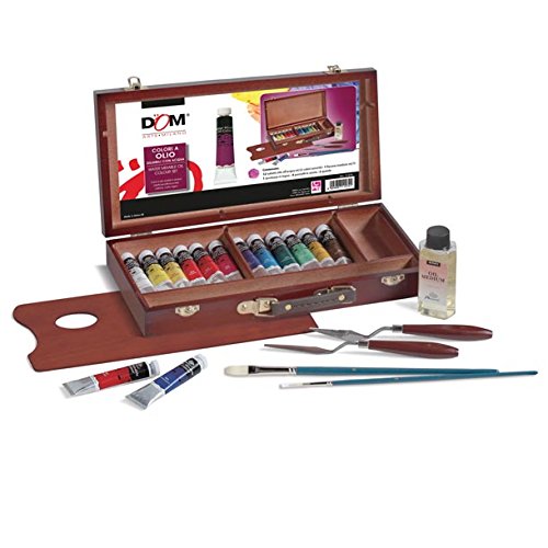 Dom 11574 caja de madera colores de aceite de agua Ed accesorios, 34 x 17 cm