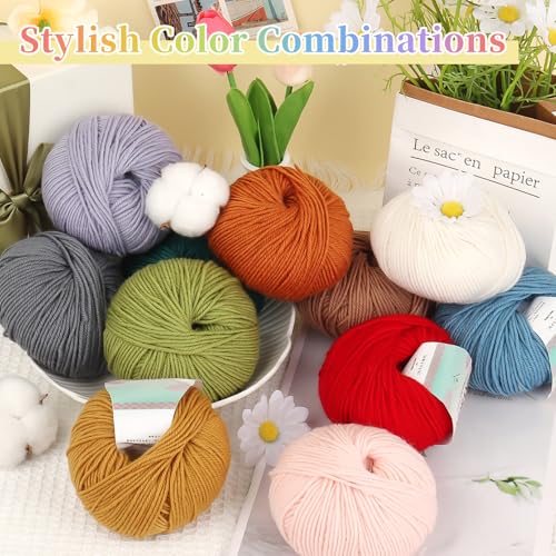 Image of Coopay Wool Yarn for Crocheting, 12 Pack Wool Yarn for Knitting- 60% Wool 40% Polyester - 50g /1.76oz - #3 DK (Light) -164 Yds Crochet Wool Blend Yarn for Clothes, Scarves, Blankets (Multicolor)