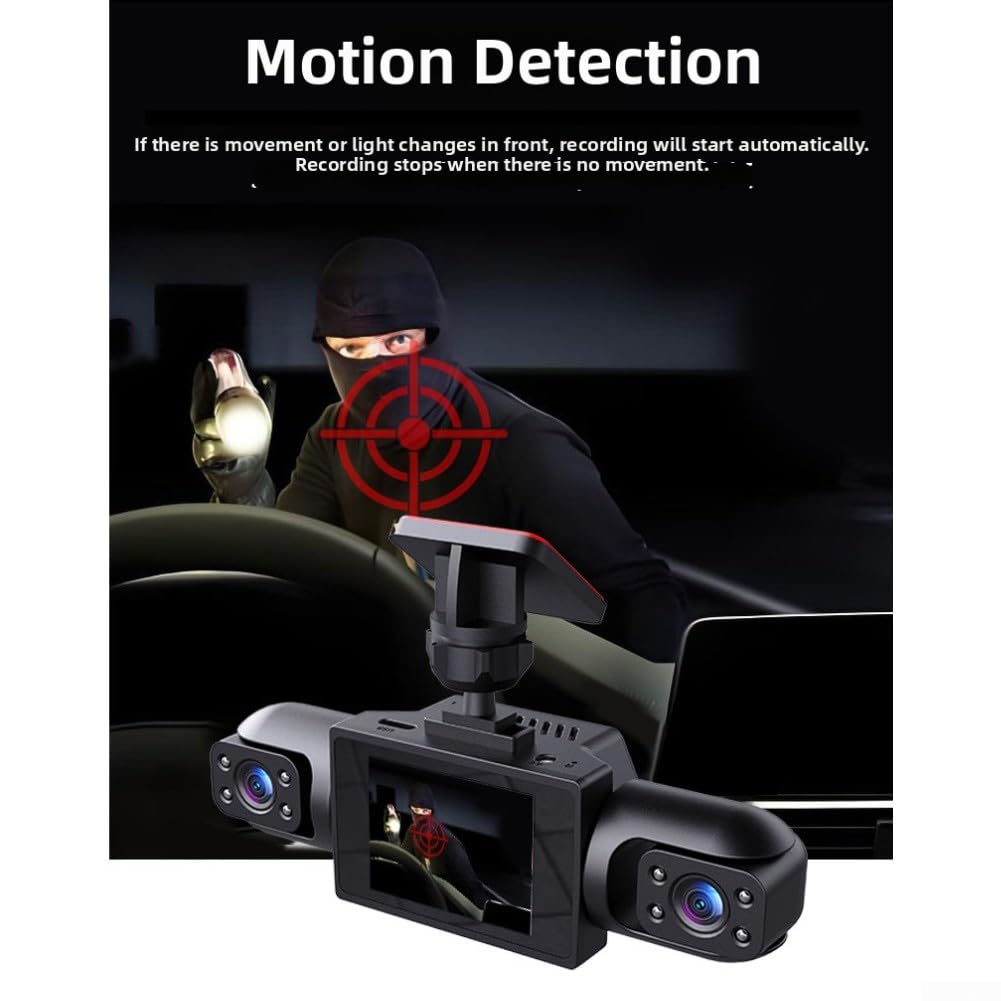 4K Dashcam 360 gradi anteriore per fotocamera laterale posteriore 4K Dashcam 360 (quattro lenti) | Visione completa a 360°, anteriore 4K + lato 1080P, riduce gli angoli ciechi, aumenta la sicurezza di guida