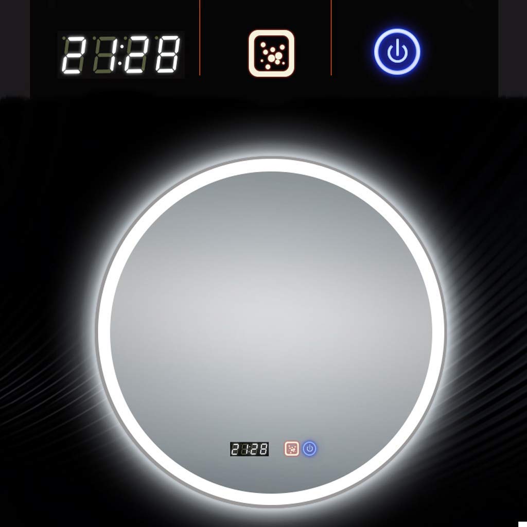 Miroir intelligent rond LED 60cm tactile avec affichage du temps et désembueur