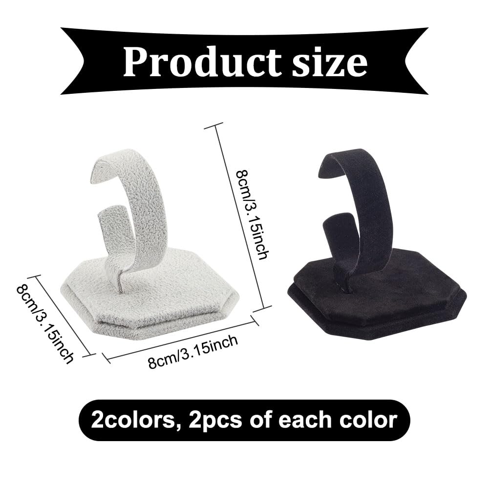 FREEBLOS 4Pcs Uhrendisplay Ständer Samt Uhrenhalter Ständer Samt Uhrenhalter Ständer 2 Farben Uhrenständer für Handgelenkuhren für Arbeitsplatte