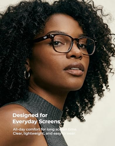 Image of TIJN Premium Blue Light Blocking Glasses for Women Men Computer Gaming Use | Square TR90 Frame Nerd Eyeglasses Anti Blue Ray with Red, Orange, Clear Lens for Computer, Phone, TV and Evening Screen Use