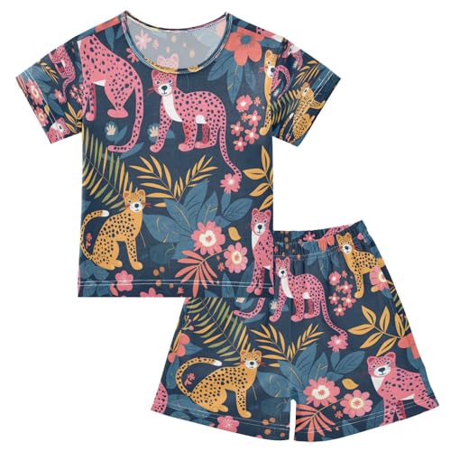 senya Short Sleeve Pajamas Sets Summer Cotton Sleepwear Pink Yellow Leopards
