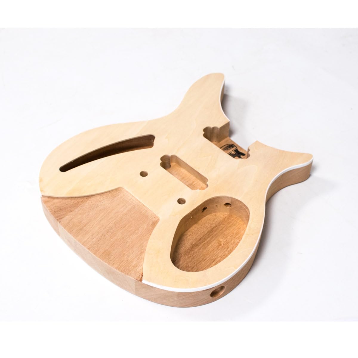 DIY E-Gitarren-Kit im Rik-Stil – unlackierter Mahagoni-Körper, Ahornhals, Chrom-Hardware – komplettes Set für individuelle Bauten – einfache Montage, ideal für Gitarristen und Personalisierung