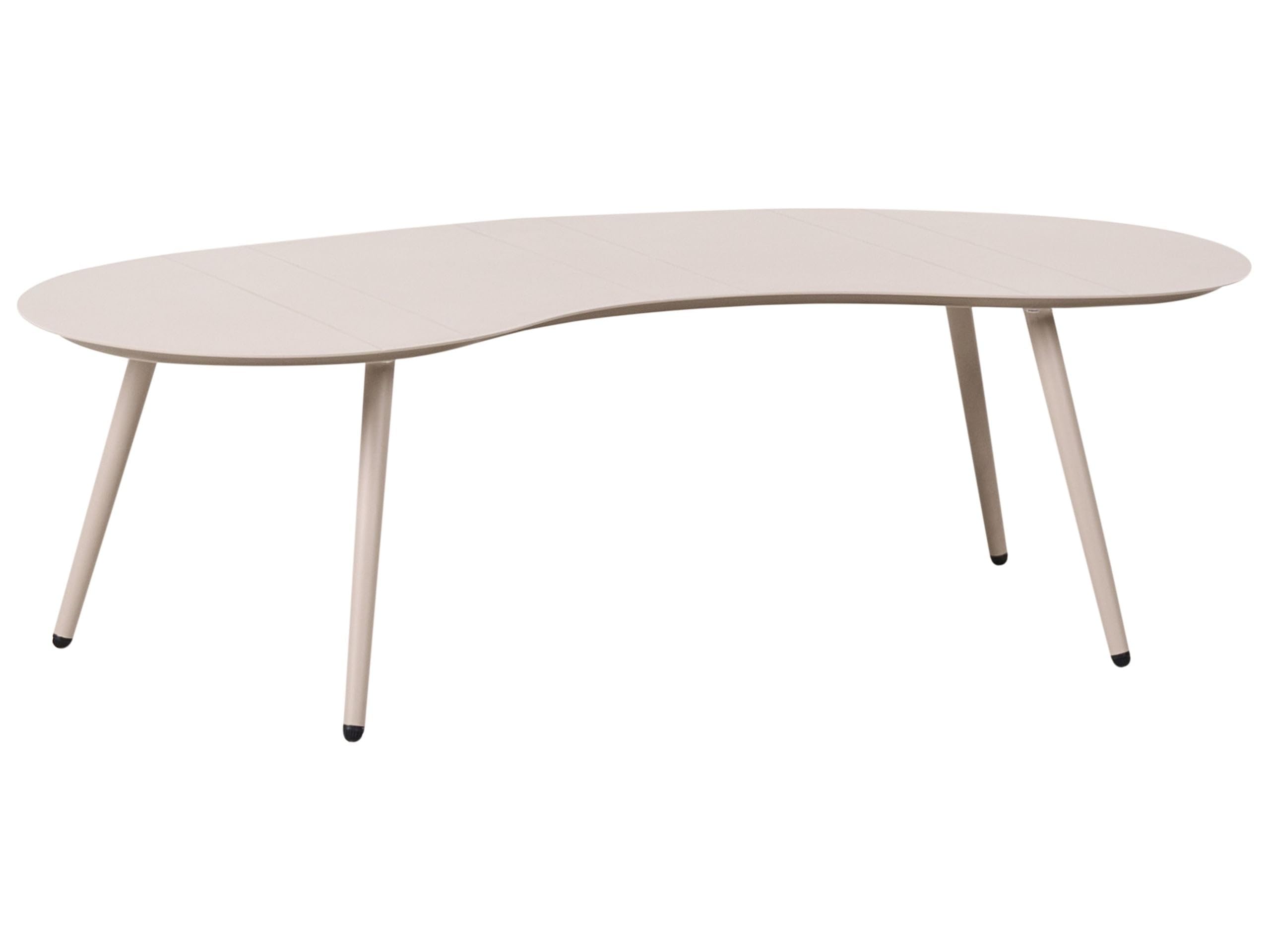 Ogrodowy stolik kawowy aluminium 130 x 65 cm odporny na wodę i promienie UV w kształcie nerki beżowy Parori