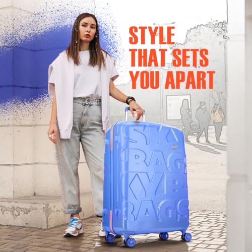 Image of Skybags Graphiq Check-in 75 cm(Large) Polycarbonate 8 Spinner Wheels Trolley Bags for Travel Hard Case Luggage, Lightweight Bag with TSA Lock & Scratch Resistant with 5 Years Warranty (Persian Blue)