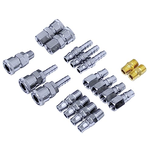 Lot de 18 raccords pour compresseur d'air - Raccord rapide - Raccords pneumatiques - Coupleur de tuyau d'air à connexion rapide