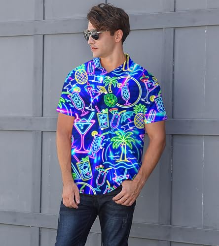 Fanient Mens Hawaiian Shirt Summer 3D Print Casual Short Sleeve Button Down Graphic Aloha Dress Shirts4