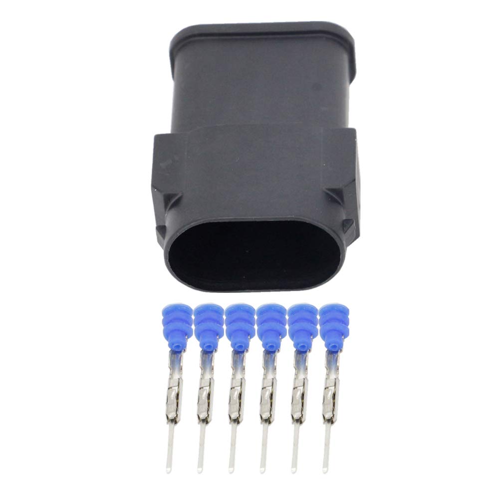 TACOON Conector del arnés del tapón del Acelerador del Conector del Conector del Conector del Conector del automóvil de 6 Pines de 0.6mm DJ7063Y-0.6-11/21 con Terminal(Male Plug,10 Sets)
