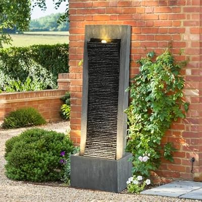 TITIMO 49.6''H Cascading Rock Water Fountain Outdoor Garden Waterfall with Lights, Fountain Indoor Decor for Garden, Patio, Backyard, Deck, Porch and Home Art Decor