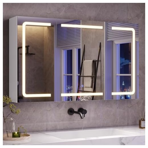 mojiasion Spiegelschrank Bad 100 cm breit mit LED-Beleuchtung, Steckdose & 3 Farbtemperaturen | Dimmbarer Badezimmerschrank mit Touch-Sensor 60×100×16 cm (H×B×T) | Spiegel +3 verstellbaren Regalen