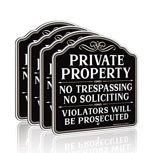 Panneau No Trespassing aluminium 29x29 cm plaque signalétique extérieure
