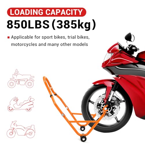 Motorcycle Stand Lift, 850lbs Front Rear Combo Stand Lift Stand, Front Wheel Fork Stand, Rear U+L Fork Swingarm Spool Stand, Universal Motorcycle Paddock Stand Wheel Lift Stand