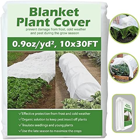 Plant Covers Freeze Protection 10 ft x 30 ft Floating Row Cover 0.9oz/yd² Garden Fabric Plant Cover for Winter Frost/Sun Pest Protection (10FT X 30FT) Cover