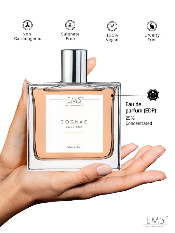 Image of EM5 C0GNAC Unisex Perfume | Eau de Parfum Spray for Men & Women | Woody Amber Warm Spicy Accords Fragrance | Luxury Gift for Him /Her