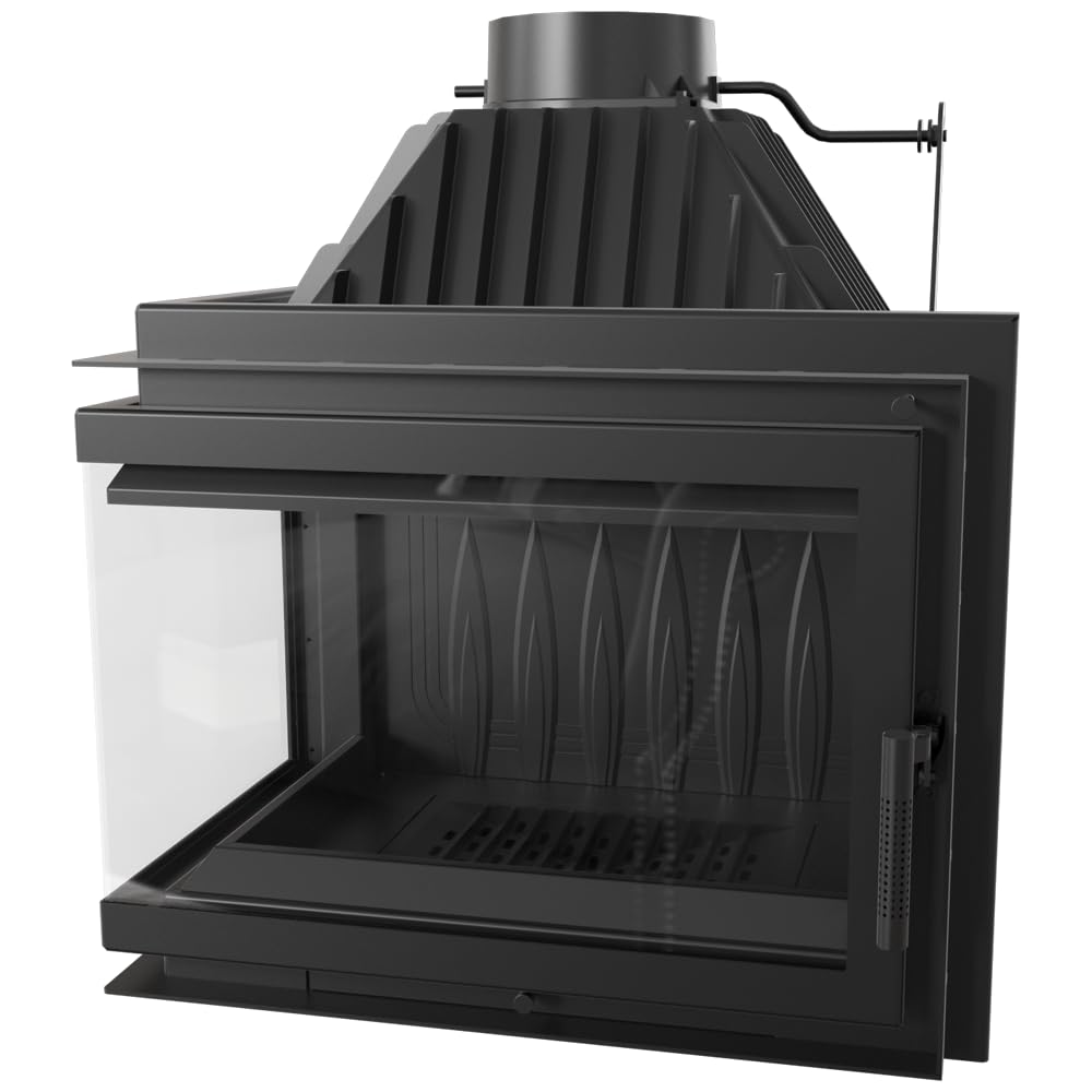 KRATKI Inserto per camino in ghisa a legna SIMPLE 15 kW Ø200 sinistro A 2 | Ghisa nero, efficienza 80,2%, classe A. Ecodesign.; combustione efficiente; basse emissioni; calore uniforme; 15kW Ø200mm