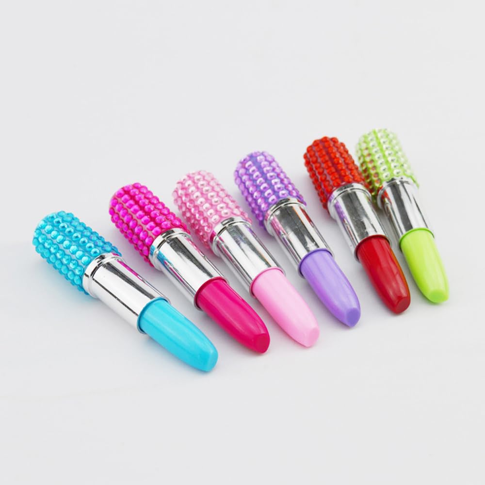 JKJF 12 PCS Lipstick Shaped Rollerball Pens Rhinestone Crystal Lipstick Gel Ink Pen Creative Writing Pens for School Office Stationery Writing Supplies - Image 2
