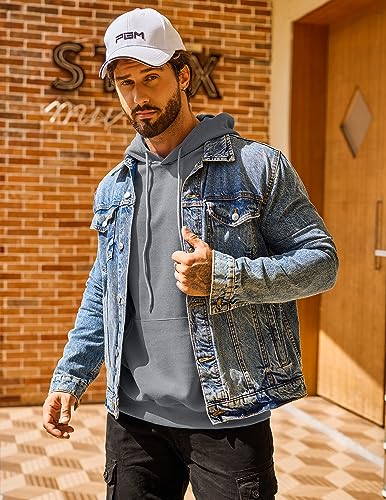 COOFANDY Men's Hooded Sweatshirts Long Sleeve Casual Pullover Hoodie Waffle Knit Sweatshirt with Pocket3