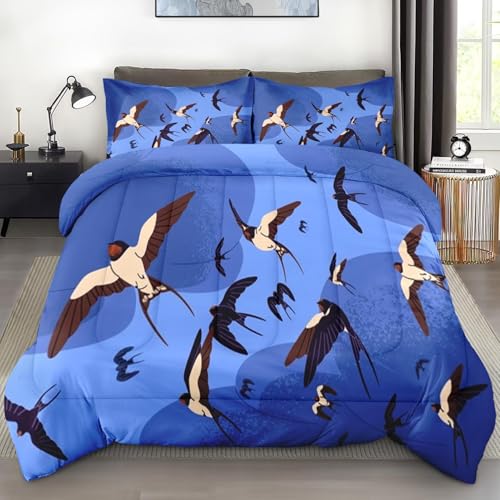 Masberry Comforter Set Twin Size for Kids and Adults, Blue
