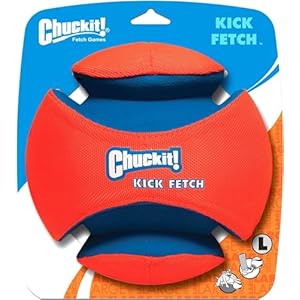 Chuckit! Kick Fetch Ball (8 Inch) and ChuckIt! Paraflight Flying Disc Dog Toy (Large 9.75 Inch), Orange And Blue Chuckit Kick Fetch Ball 8 Inch and ChuckIt Paraflight Flying Disc Dog Toy Large 975 Inch Orange And Blue