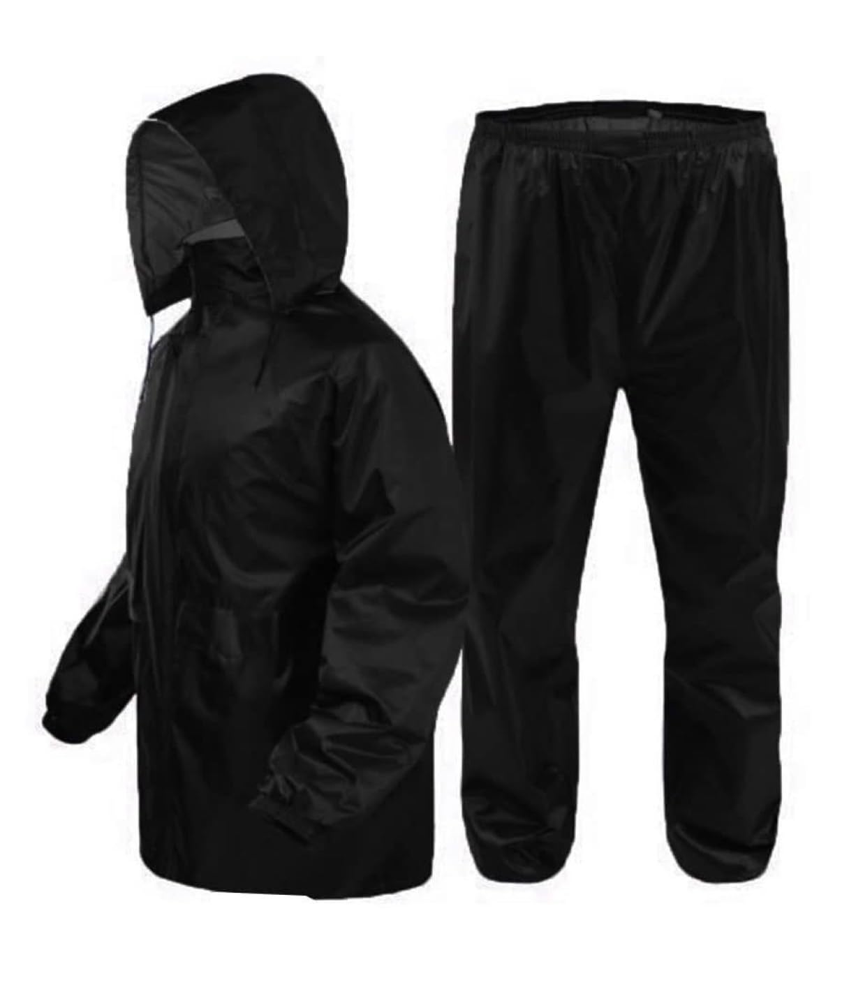 Men Waterproof Rain Jacket Long Sleeve Raincoat Nylon Fabric Men's Raincoat (Black & Navy Blue)-image-45