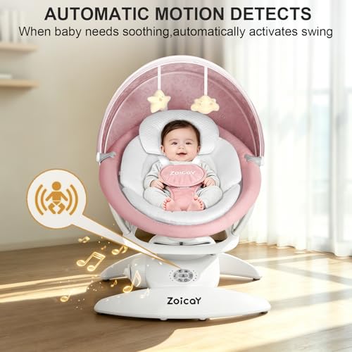 Image of 3-in-1 Baby Swing for Infants to Toddler, Infant Swing with 5 Speeds & 3 Swing Modes, 12 Lullabies, Electric Swing for Baby, Up to 25 lbs, Pink