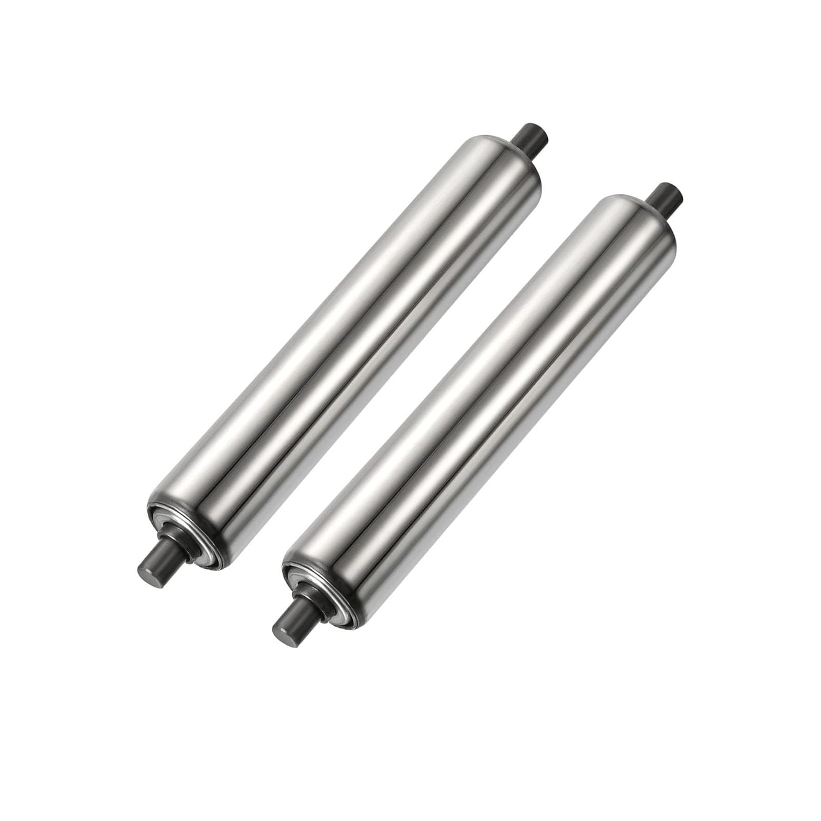 WEKONUMEX Conveyor Roller, Stainless Steel Conveyor Rollers Unpowered Replacement Roller Silver 2 Pack Multiple Sizes(Diameter 60mm/2.4 Inch,L 450mm)