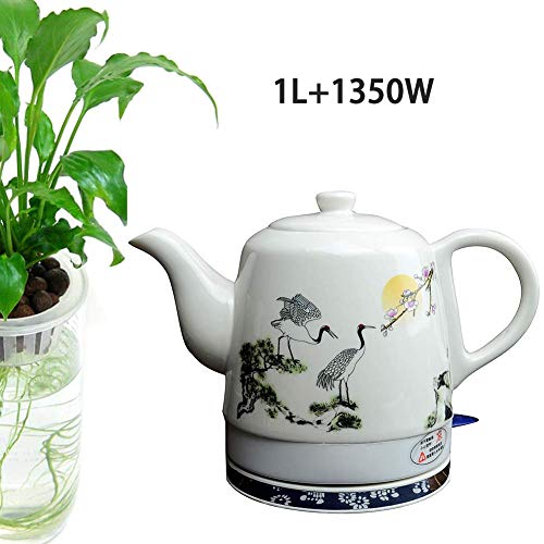 Elektrischer Keramik Wasserkocher Teekanne-Retro Rot 1 L Kanne,1350W Wasserschnell für Tee,Kaffee,Suppe,Haferflocken… – Bild 3