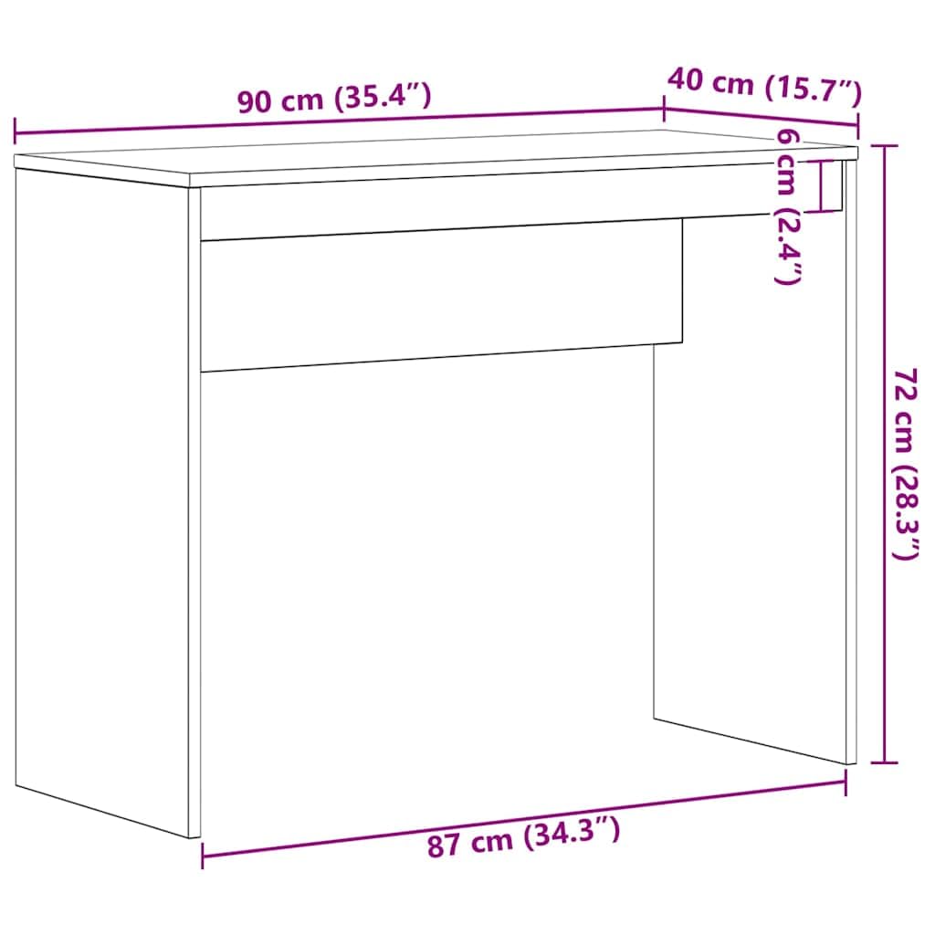 Biurko, czarny dąb, materiał drewnopochodny, 90 x 40 x 72 cm, kompaktowy stół biurowy, idealny do domowego biura, biurka gamingowego, komputera, miejsca pracy i gabinetu