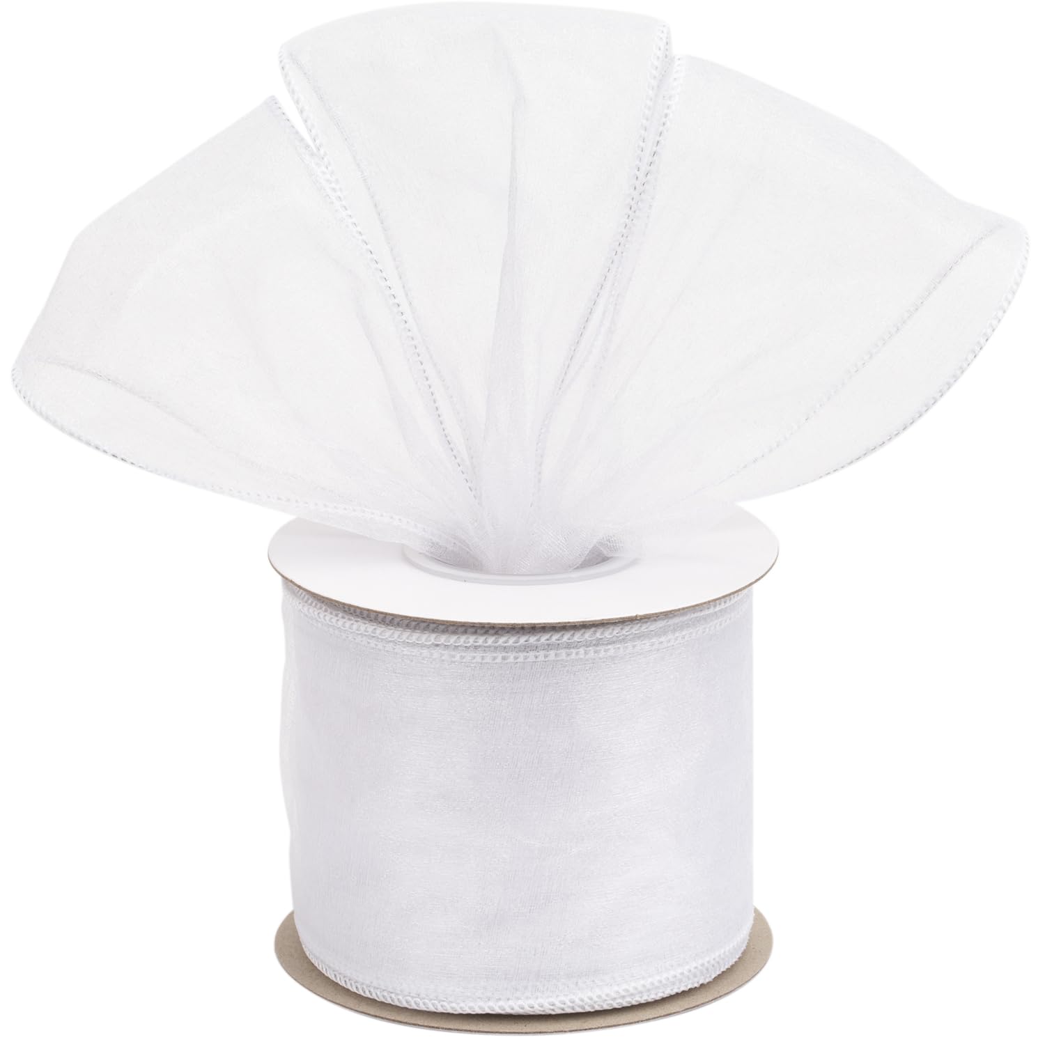 Joycrosso 3 Inch White Wired Organza Ribbon - 20 Yards Sheer Decorative Ribbon for Gift Wrapping, Wedding Decor, Christmas Tree, Crafts & DIY Projects