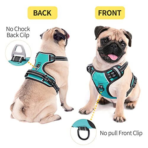 HEELE Dog Harness Medium No Pull Dog Vest Harness with Handle Reflective Pet Harness for Outdoor Training Walking Turquoise, M - Image 4