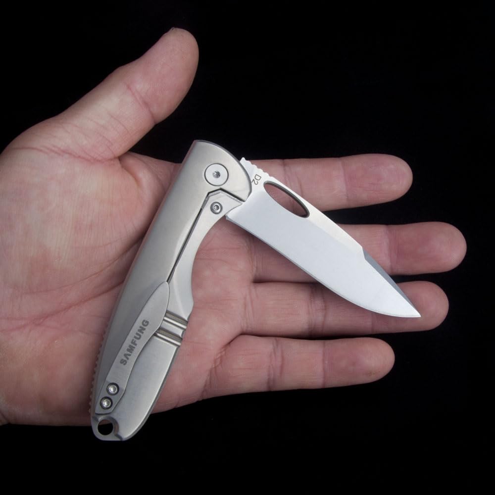 Coltello tascabile pieghevole D2 Lama Titanio Maniglie EDC Coltello per Outdoor Camping Regali