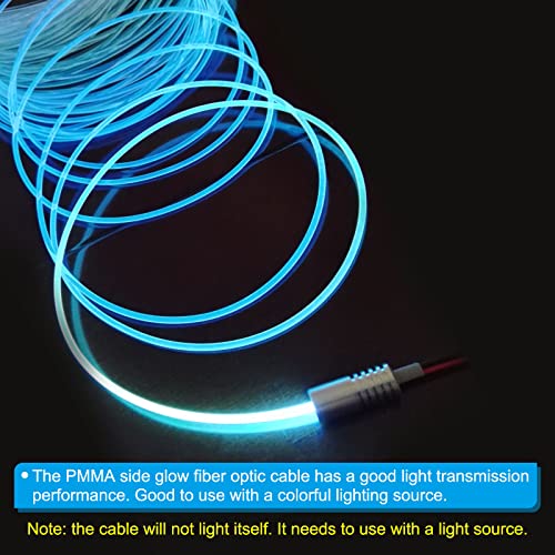 Image of PATIKIL 3mm 3.0m PMMA Side Glow Fiber Optic Cable Kit, with LED Aluminum Illuminator 12V 1.5W Guide Light Source Decoration for Home DIY Lighting, Ice Blue