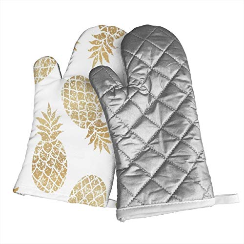 Gold Pineapples Oven Mitt And Pot Holder Or Oven Gloves High Heat Resistance,Superior Protection & Comfort #TOP2
