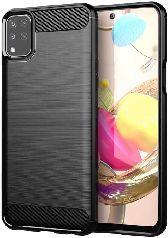 Image of NPRC Hybrid Ultra Slim Protective Case TPU Non-Slip Carbon Fiber Texture Shockproof Case Cover for Lg K42 - Black