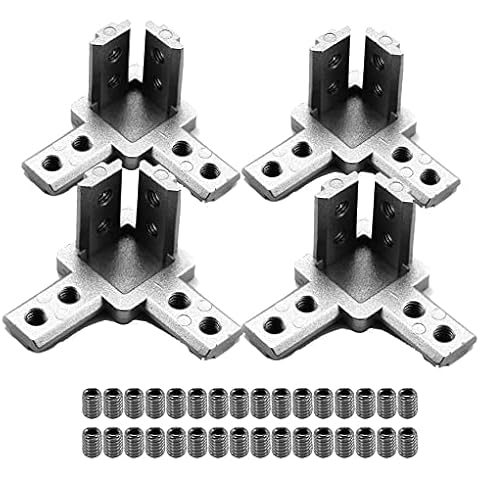 Bmocoen 4 Pack 3030 Series 3-Way Corner Connector Holder for Bracket, with Screws for Standard 8 mm T Nut Aluminium Extrusion Profile Cover